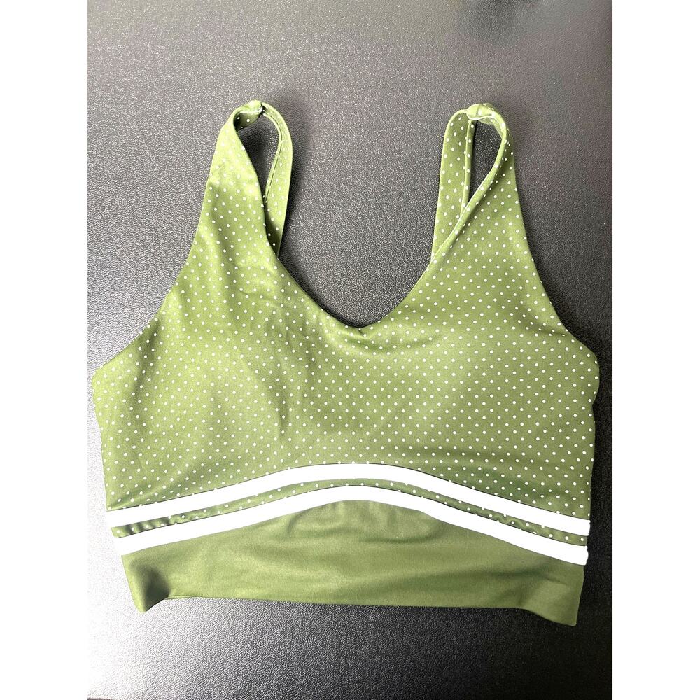Wilo Women's Athleisure Polka Dot Padded Sports Bra Green M